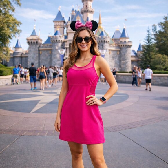 Fabletics Dresses & Skirts - Fabletics Hot Pink Athletic Stretch Dress Strappy Size Large Athleisure Workout